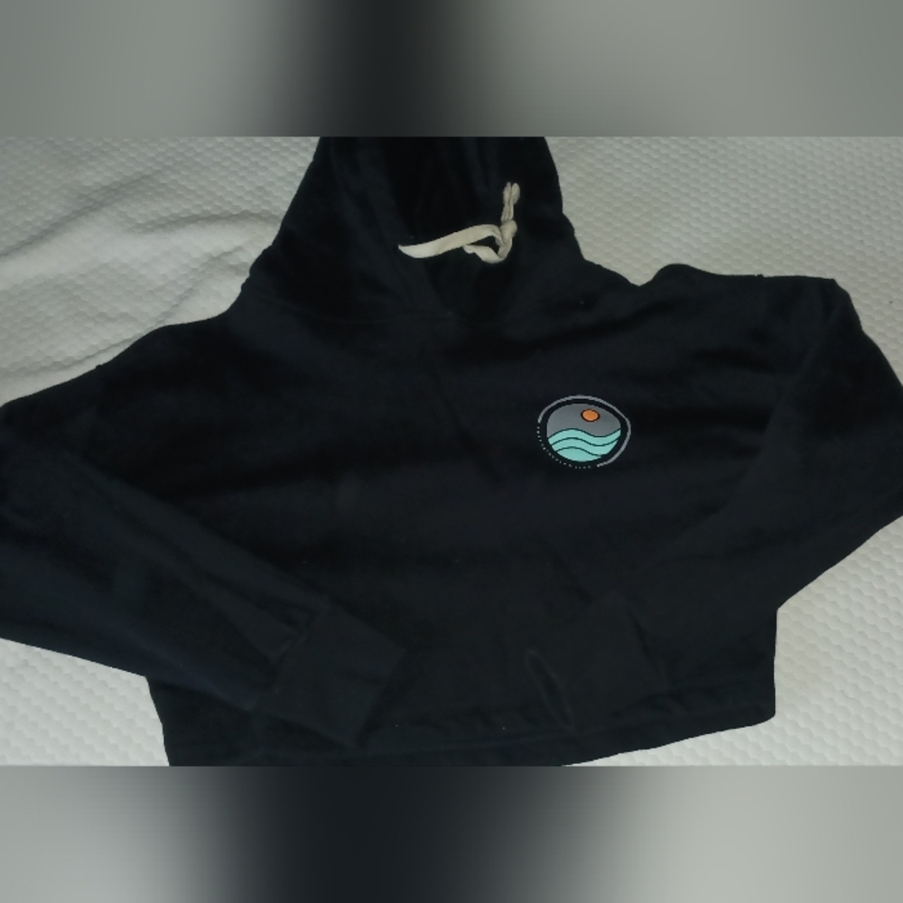 Black Hoodie with Wave Patch